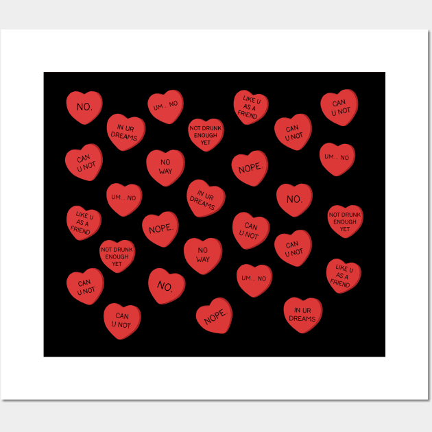 Mean Valentines Day Candy pattern Wall Art by valentinahramov